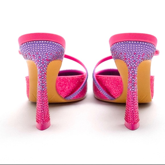 Zara pink purple gradient rhinestones heeled mules - Picture 3 of 12